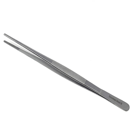 Utility Tweezers Straight Serrated Jaws 8L, Stainless Steel